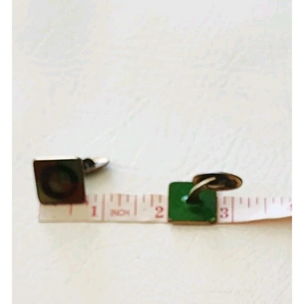 MCM Cufflinks Enamel Copper Artisan Modernist Abstract Green .75